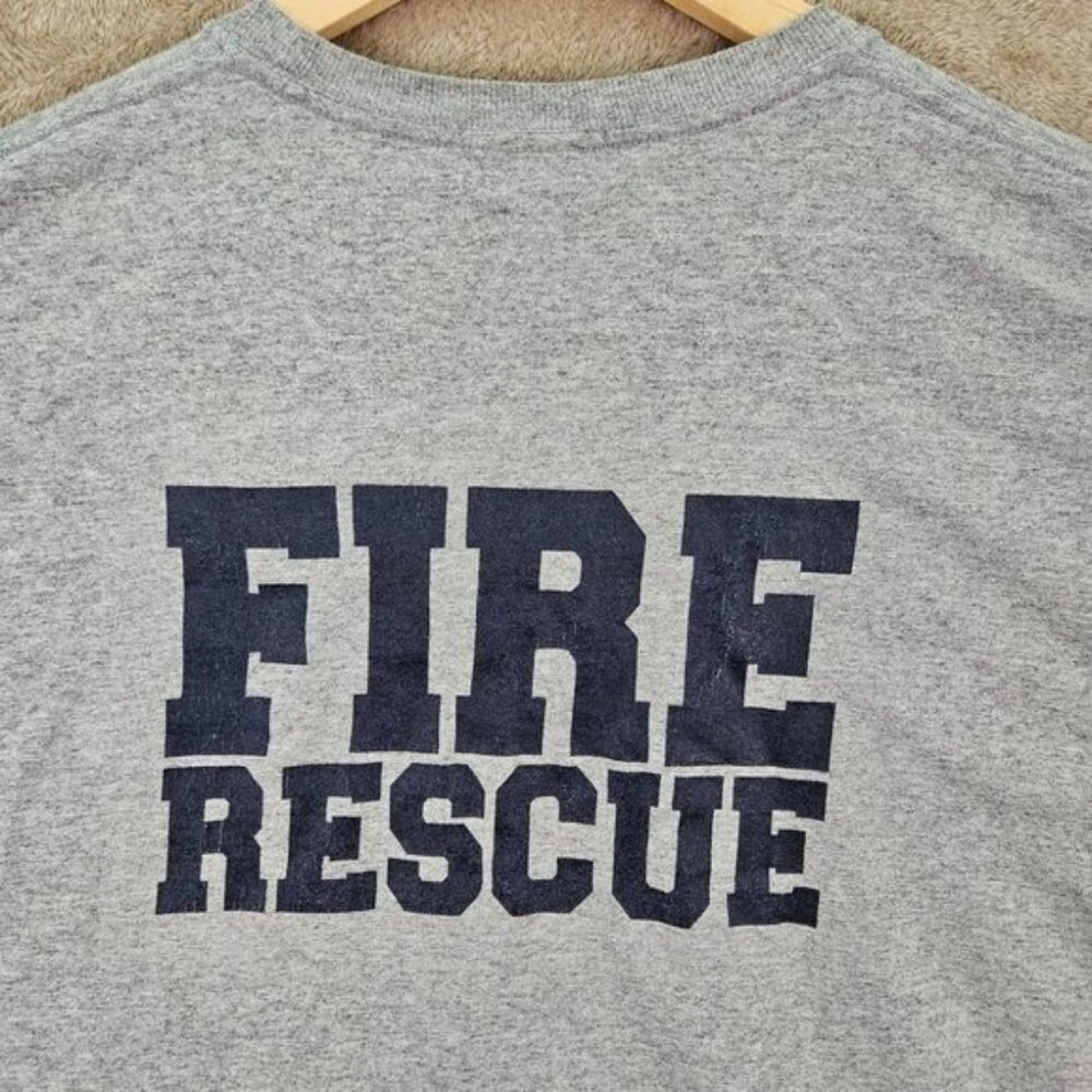 Fire Rescue Mens T-Shirt Size L Gray Property Of Lambton College Short Sleeve